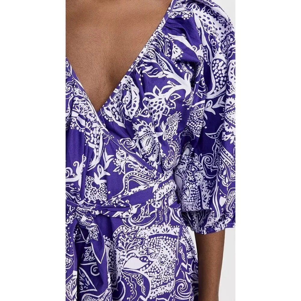 💕MARA HOFFMAN💕 Fila Dress ~ Purple with White Abstract Print Small S NWT - Picture 7 of 16